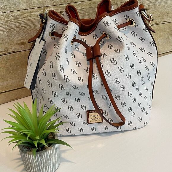 Dooney & Bourke Handbags - Dooney & Bourke Gretta Drawstring Bucket Bag Shoulder Bag. Color: Bone